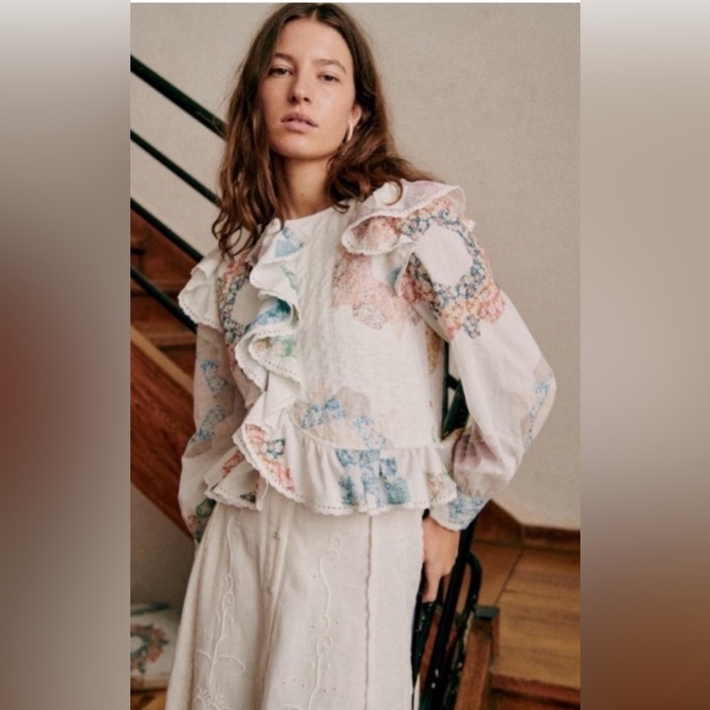 Sézane Axel blouse jacket X SEA NY Patchwork US 4 FR 36